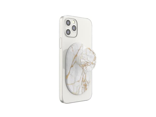 PopSockets PopGrip - Fingergrep/stativ for mobiltelefon - byttbar for MagSafe - Gold Lutz Marble
