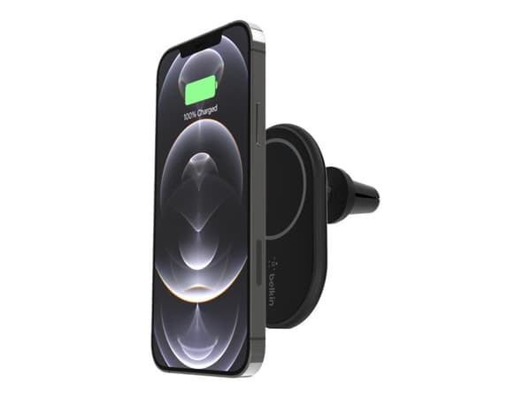Belkin BoostCharge - Trådløs ladeholder for bil - 10 watt - svart - for Apple iPhone 12, 12 mini, 12 Pro, 12 Pro Max