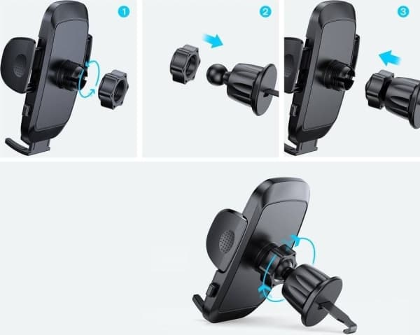 Joyroom auto clip-on puhelimen pidike tuuletusaukon säleikkö musta (JR-ZS259)
