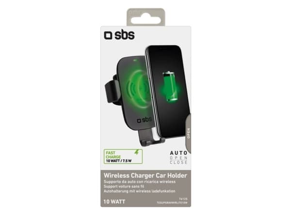 SBS TESUPGRAVWIRLITE10W, Mobiltelefon/smarttelefon, Passiv holder, Bil, Sort Sort