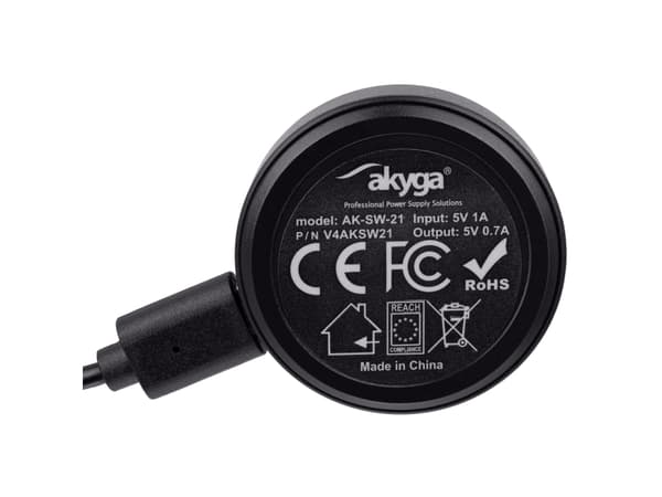 Akyga AK-SW-21, Sisätila, USB, 1 m, Musta