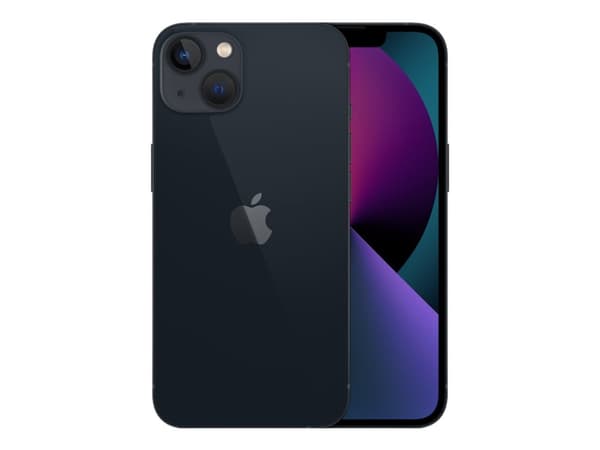 Apple iPhone 13 - 5G smartphone - dual-SIM / Internminne 128 GB - OLED-skärm - 6.1" - 2532 x 1170 pixlar - 2 bakre kameror 12 MP, 12 MP - front camer Svart