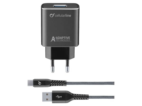 Cellularline TETRACHSMKIT15WTYC, Innendørs, AC, 1 m, Sort Sort