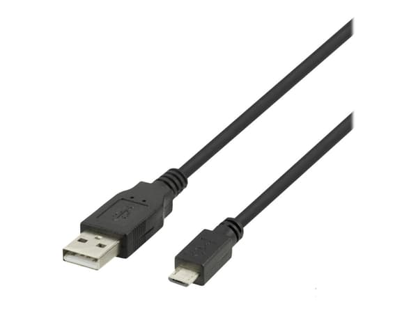 DELTACO - USB-kabel - USB (hane) till mikro-USB typ B (hane) - USB 2.0 - 2.4 A - 1 m - svart