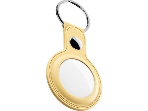 KeyBudz KeyBudz AirTag Keyring - leather protective case for AirTag 2- pack (Pastel Yellow)