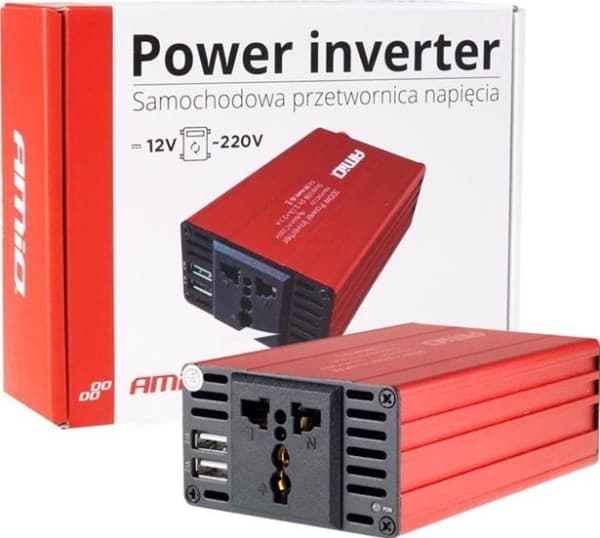 Amio spenningsomformer 12v / 220v 300w / 600w 2xusb pi03