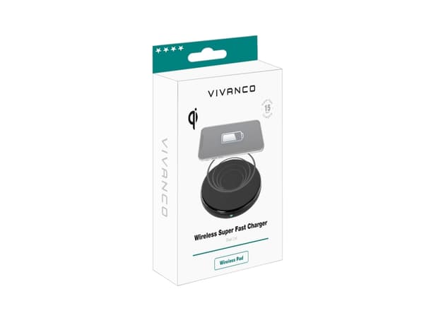 Vivanco QICHARPADVV15WBK, Automatisk, Innendørs, USB, Trådløs lading, 1 m, Sort