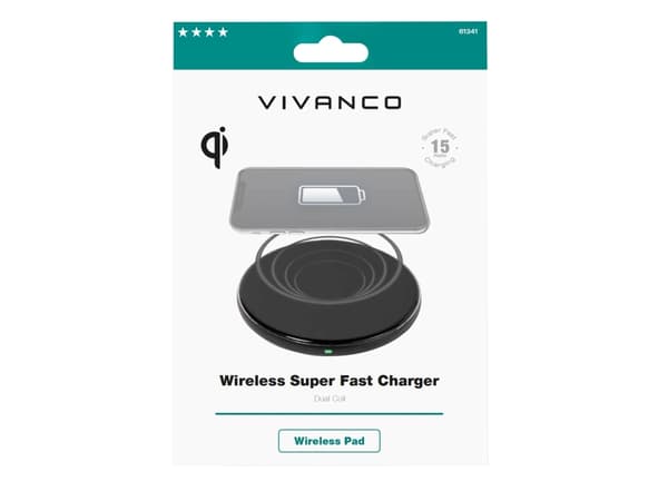 Vivanco QICHARPADVV15WBK, Automatisk, Innendørs, USB, Trådløs lading, 1 m, Sort