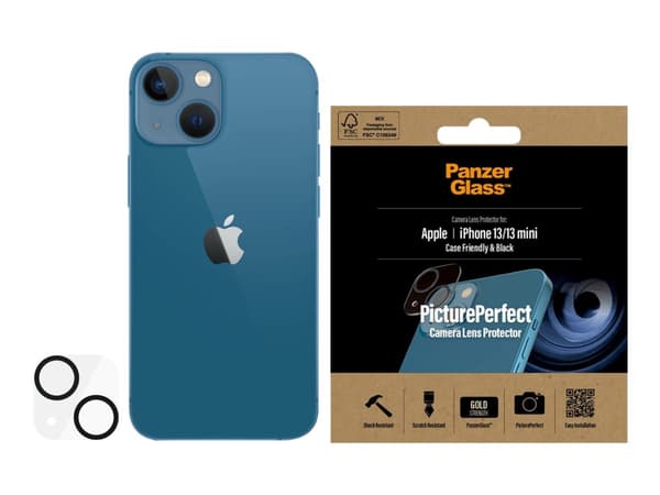 PanzerGlass™ | Case-friendly - Objektiv beskyttelse for mobiltelefon - rammefarve sort | Apple iPhone 13