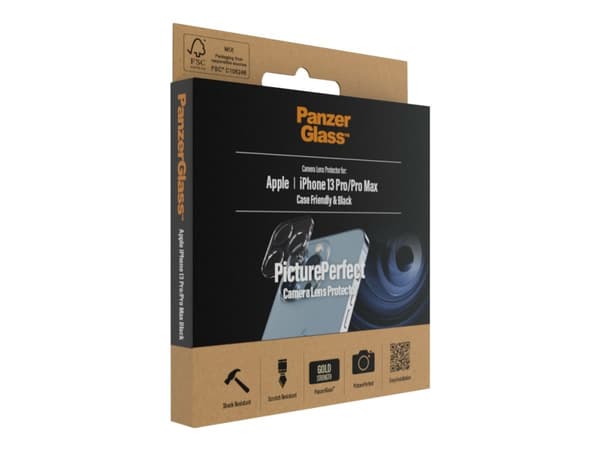 PanzerGlass™ | Fodralvänlig - Objektiv skydd för mobiltelefon - ramfarve sort | Apple iPhone 13 Pro/13 Pro Max