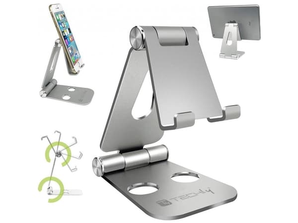 Techly I-SMART-STAND6, Mobiltelefon / smartphone, Passiv hållare, Bord, Silver