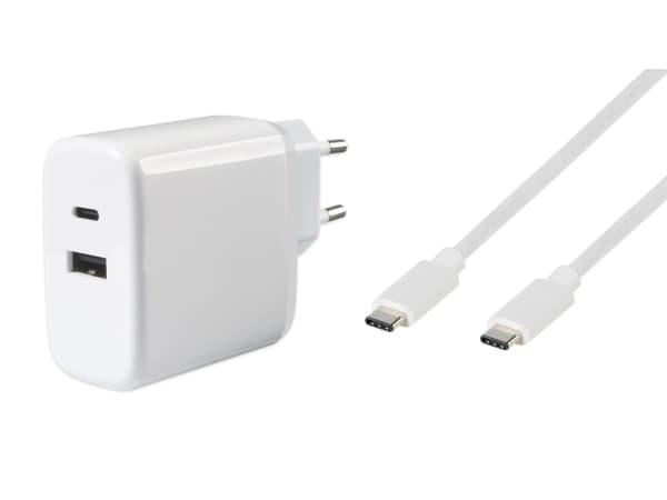 Vivanco Super Fast Dual Charger Set, Innendørs, AC, 1 m, Hvit