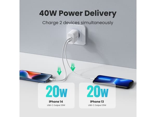 Ugreen 10343, inomhus, AC, 12 V, Vit