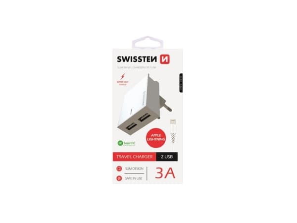 Swissten 22047000, Innendørs, AC, 3 A, 1,2 m, Hvit