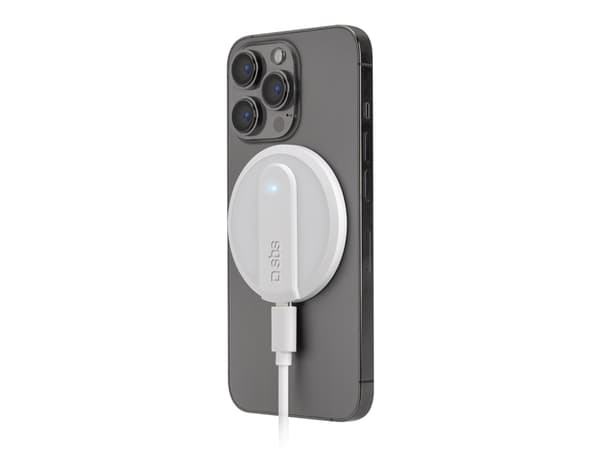 SBS TECHGMAGW, inomhus, USB, Trådlös laddning, Vit Vit