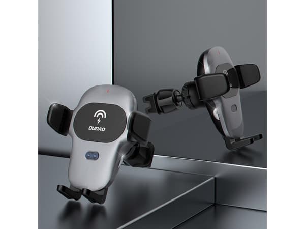 Dudao Dudao bilholder med innebygd Qi 15W trådløs lader grå (F20xs)