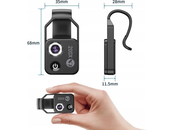 Apexel digital mikroskoplinse for telefon / 200x zoom / Apl-ms002