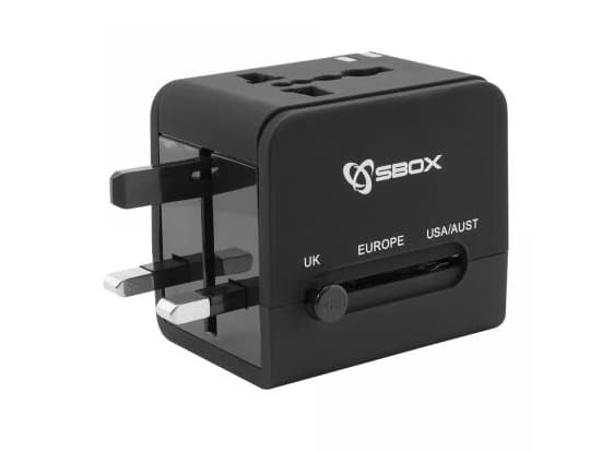 UNIVERSAL TRAVEL ADAPTER + USB CHARGER SBOX TA-23