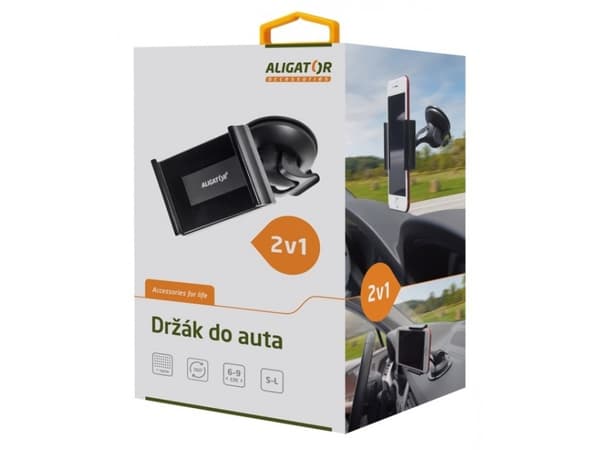 Aligator HA02, Mobiltelefon / smartphone, Passiv hållare, Bil, Svart