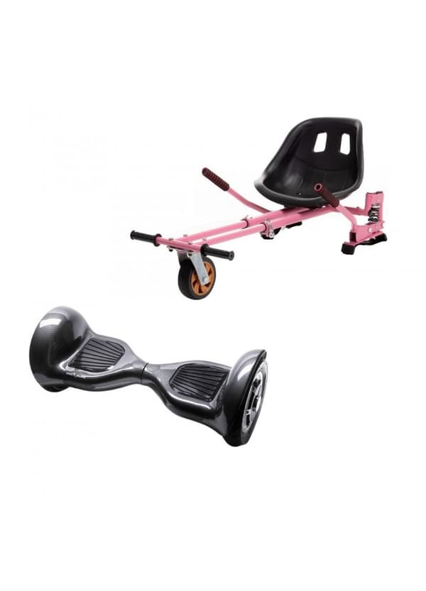 Pakke Hoverboard OffRoad Carbon 10 tommer + HoverKart Suspension Pink, Smart Balance™ Premium Brand, 700 W Power,  Bluetooth, Autobalans