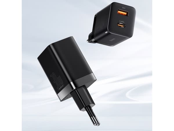 Baseus Super Si Pro hurtiglader USB + USB-C 30W (hvit)