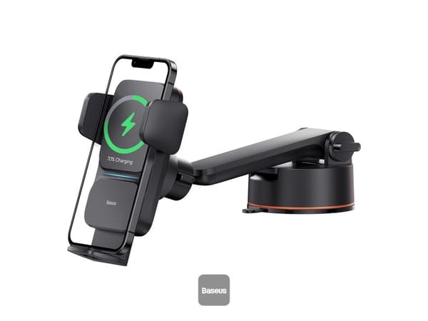 Baseus Wisdom automatisk bilholder for cockpit med Qi induktiv lader (svart) Sort