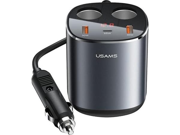 USAMS autonjakaja 2xUSB-A/ 1xUSB-C C28 245W harmaa/harmaa CC151TC01 (US-CC151)