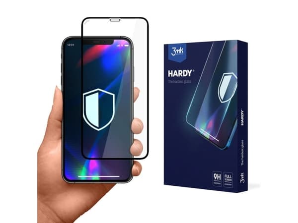 3MK Hardy iPhone X/XS/11 Pro kemiallisesti karkaistu lasi musta/musta