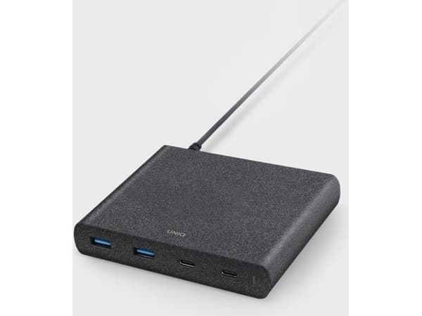 UNIQ HUB Surge Charger 90W charcoal black 2xUSB Quick Charge 3.0 + 2xUSB-C PD 3.0 (LITHOS