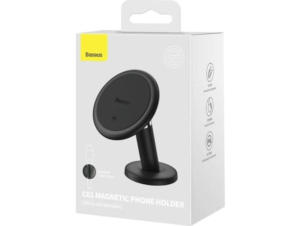 Baseus C01 magneettinen autoteline kojelaudalle (musta)