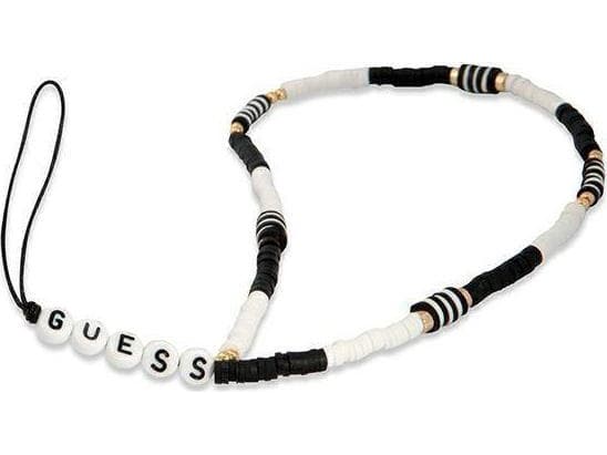 Guess anheng GUSTBCKH Phone Strap svart og hvit / svart-hvit Heishi Beads