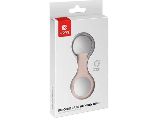 Crong Silikonikotelo avainrengas - Suojaava avaimenperä Asia Apple AirTag (Sand Pink)