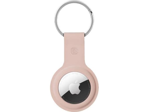 Crong Silikonfodral med nyckelring - skyddande nyckelring för Apple AirTag (Sand Pink)