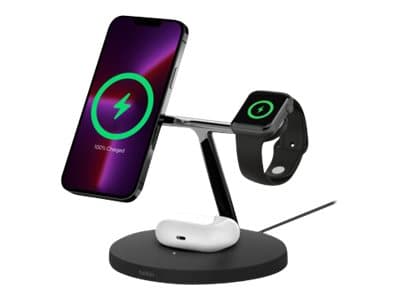 Belkin BoostCharge Pro - Trådløst ladestativ - med MagSafe + AC-strømadapter - 15 watt - Fast Charge - svart