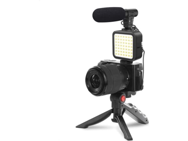 Platinet PLATINET VLOG 4-I-1-SETT-sett VLOG 4-I-1 LYSTELEFONHOLDER FOR MIKROFON PÅ STIV + 3 5 ANTALL TIL USB C-ADAPTER [45596]