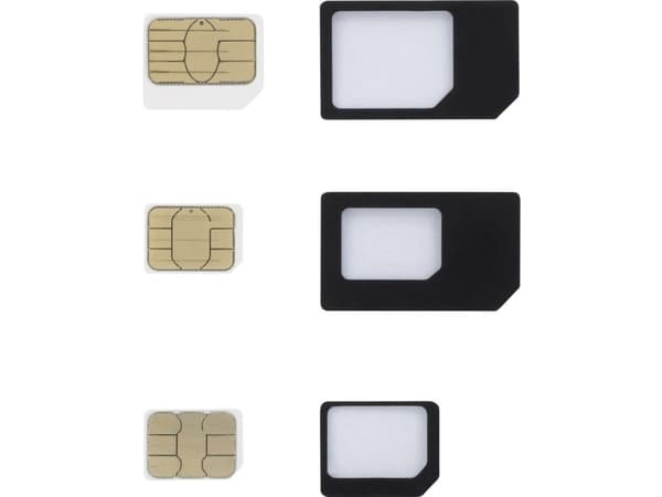 Renkforce RF-5044718, SIM-kortadapter, Micro-SIM, Nano-SIM, SIM i full størrelse, Micro-SIM, 3 stykker, 2 g