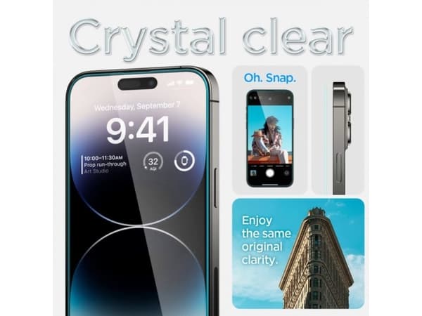 Spigen Glas tR Slim, Apple, iPhone 14 Pro, Reptålig, Transparent, 1 styck