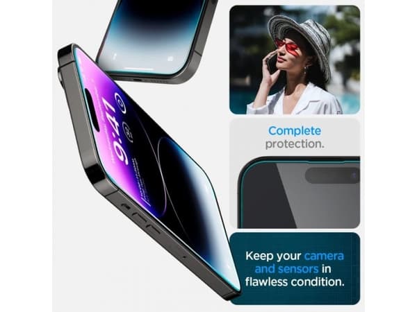Spigen Glas tR Slim HD, Apple, iPhone 14 Pro Max, Naarmuuntumisenkestävä, Läpinäkyvä, 1 kpl