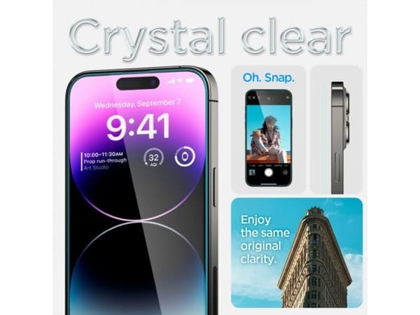 Spigen Glas tR Slim HD, Apple, iPhone 14 Pro Max, Naarmuuntumisenkestävä, Läpinäkyvä, 1 kpl