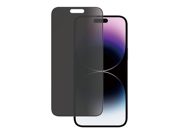 PanzerGlass - Skjermbeskyttelse for mobiltelefon - ultrabred passform - glass - med personvernsfilter - rammefarge svart - for Apple iPhone 14 Pro Ma