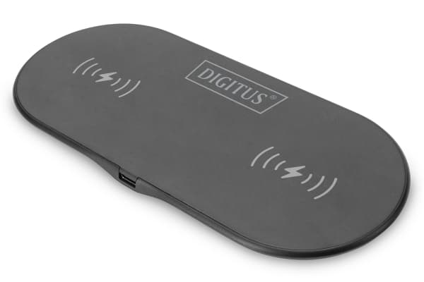 Digitus - Dobbelt trådløs ladepute - 2-i-1 - 15 watt - 2 A - svart