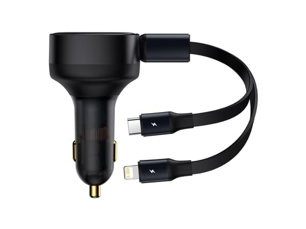 Baseus Enjoyment autolaturi USB-C + Lightning-kaapelilla 3A, 30W (musta)