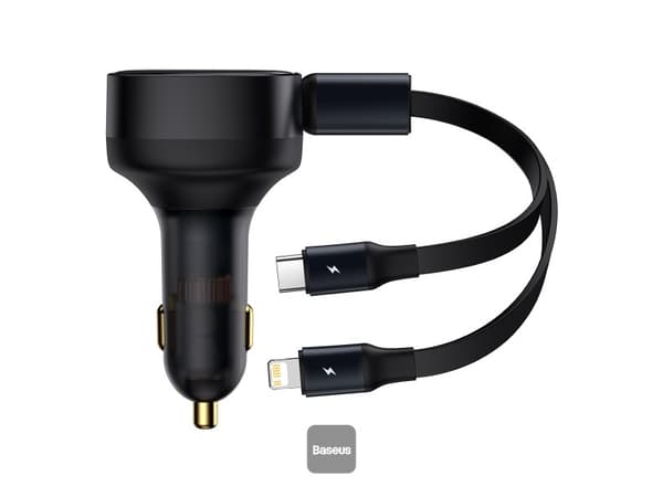 Baseus Enjoyment autolaturi USB-C + Lightning-kaapelilla 3A, 30W (musta) musta