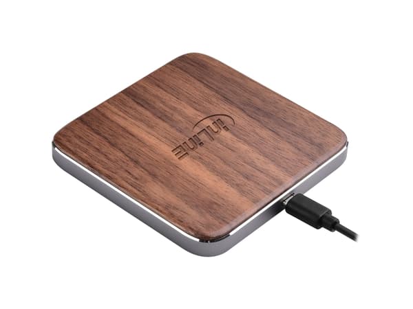 InLine 33393Y, inomhus, USB, 9 V, Trådlös laddning, 1 m, Trä