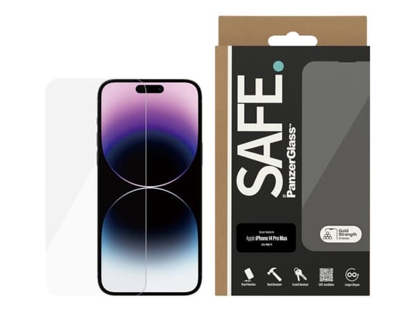 SAFE. by PanzerGlass™ | Case-Friendly - Skærmbeskytter for mobiltelefon - Edge-to-Edge passform - Klart glas | Apple iPhone 14 Pro Max