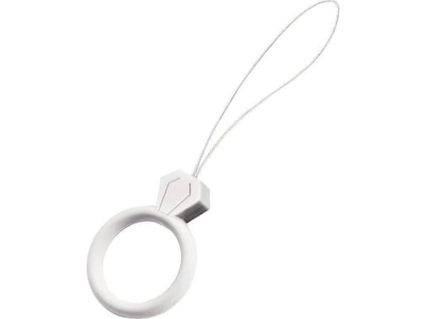 Hurtel silikon telefon nyckelband hänge diamant ring finger vit
