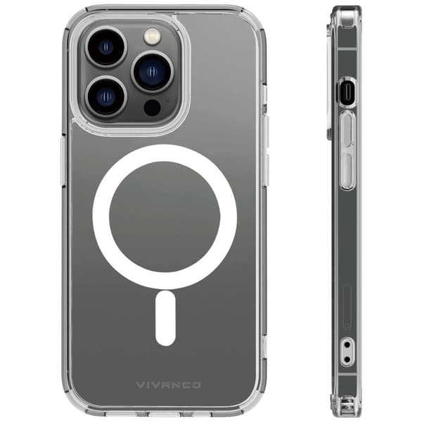 Vivanco Mag Steady Backcover Apple iPhone 14 Pro Transparent Induktiv laddning, Stöttålig MSASCVVIPH14PT