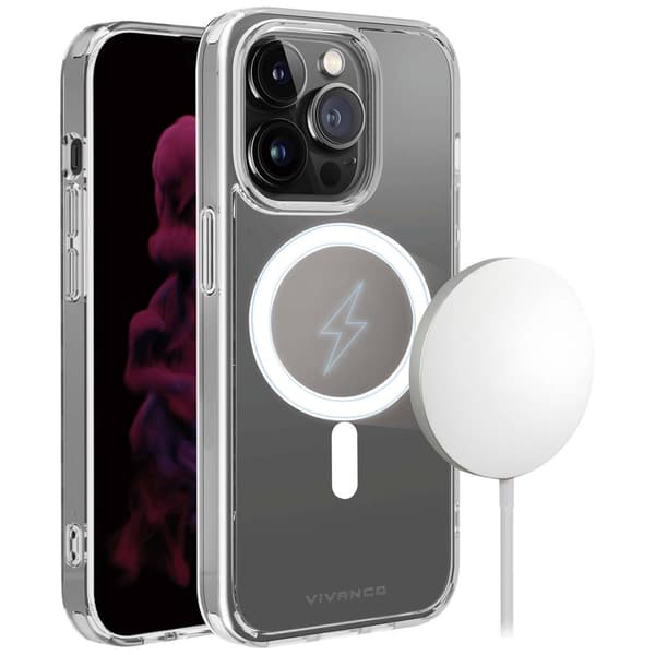 Vivanco Mag Steady Backcover Apple iPhone 14 Pro Transparent Induktiv laddning, Stöttålig MSASCVVIPH14PT