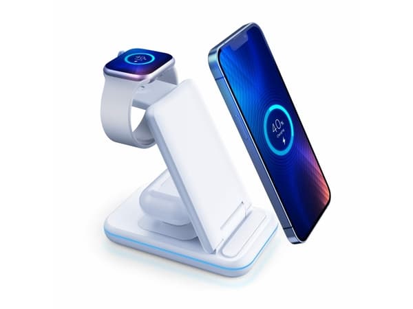 3MK Hyper Wireless Charger induksjonslader 3in1 15W smarttelefon / smartklokke / hodetelefoner