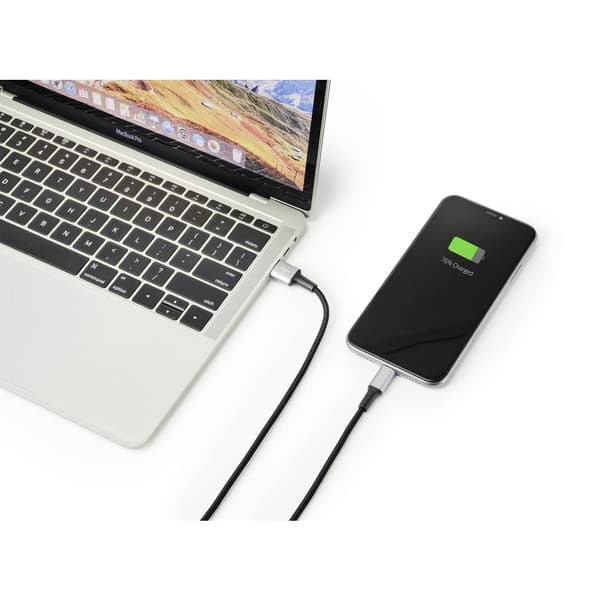Renkforce USB, Apple Lightning Anslutningskabel [1x USB 2.0 A hane - 1x Apple Lightning hane] 2.00 m Kabelmantel av åte